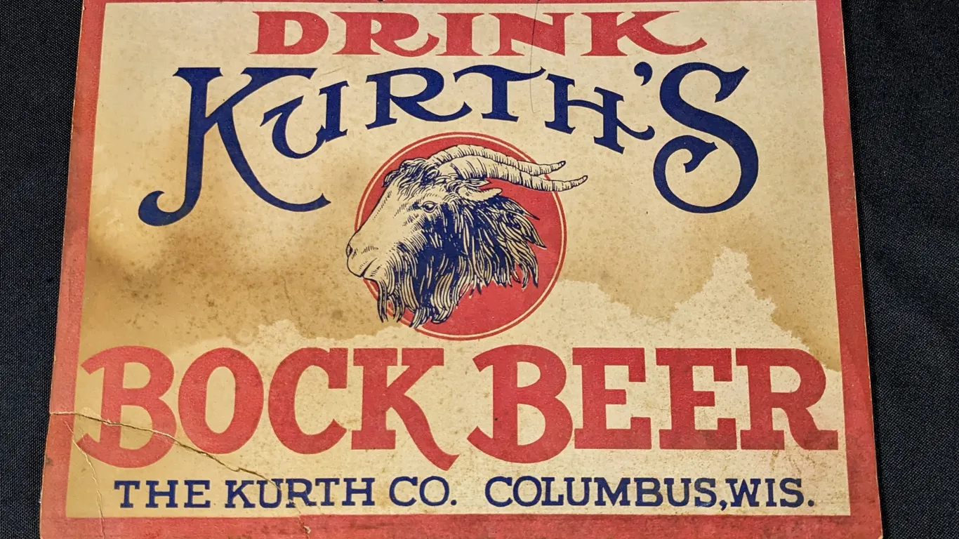 CARDSTOCK SIGN DRINK KURTH'S BOCK BEER COLUMBUS WISCONSIN