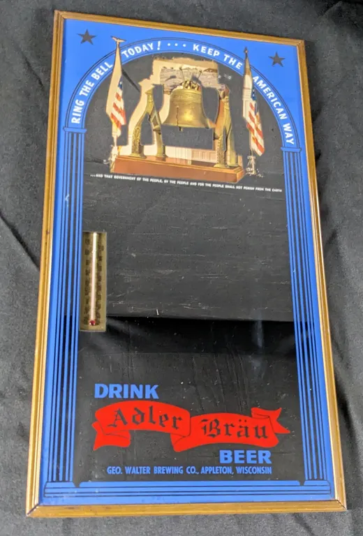 MIRROR SIGN DRINK ADLER BRAU BEER GEO WALTER APPLETON WISCONSIN