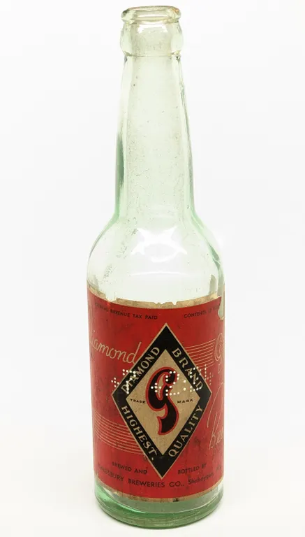 IRTP 12 OZ PAPER LABEL BOTTLE DIAMOND G BRAND BEER KINGSBURY BREWERY SHEBOYGAN WISCONSIN