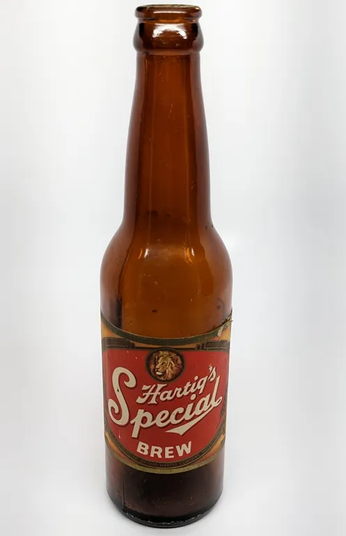 ITRP 12 OZ PAPER LABEL BOTTLE HARTIG'S SPECIAL BREW BEER WATERTOWN WISCONSIN