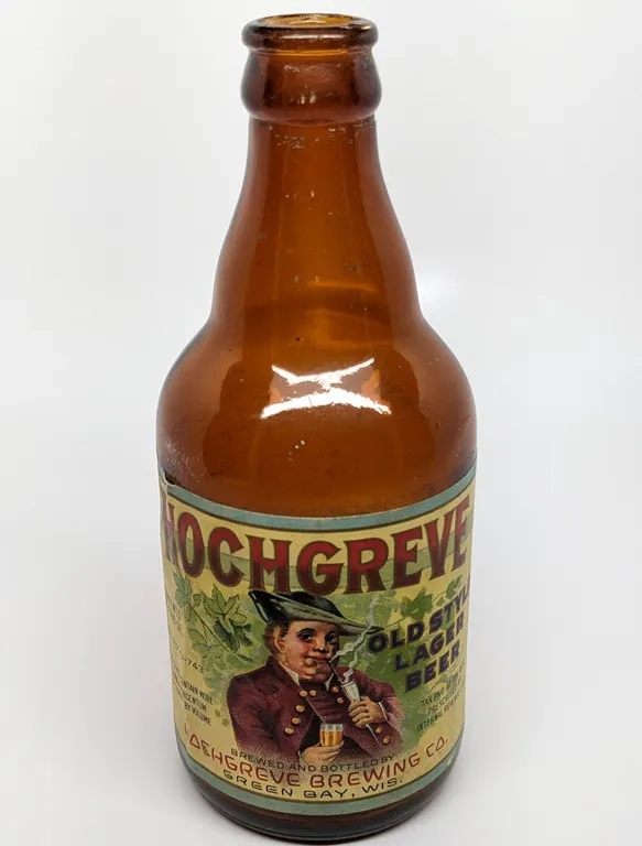 U-PERMIT IRTP 12 OZ PAPER LABEL BOTTLE HOCHGREVE OLD STYLE LAGER BEER GREEN BAY WISCONSIN