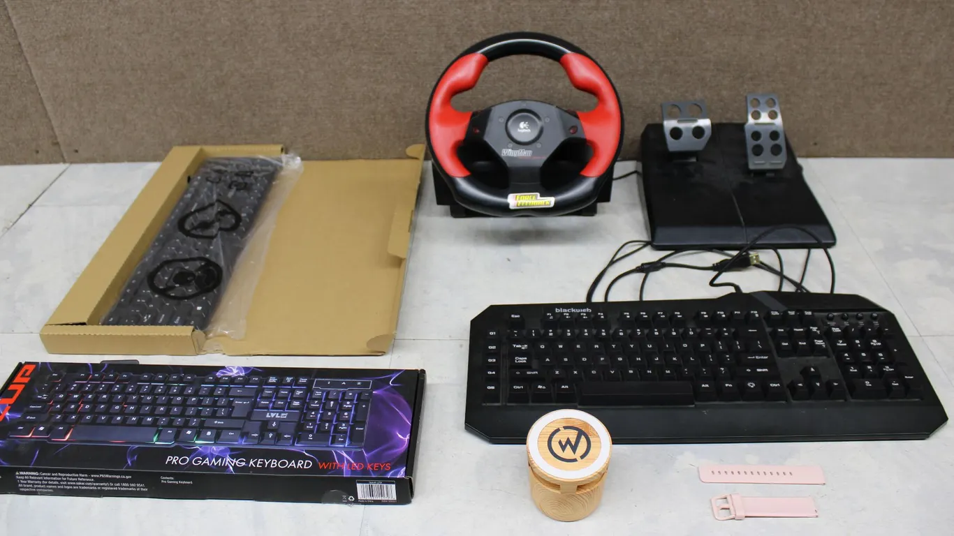Logitech Wheel, Blackweb and LYLUP Keyboards, More
