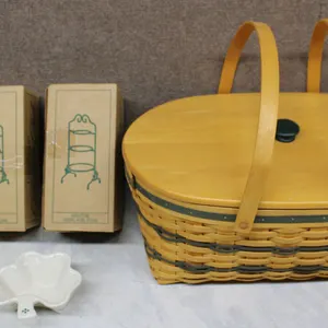Longaberger Basket and 4 Miniature Serveware