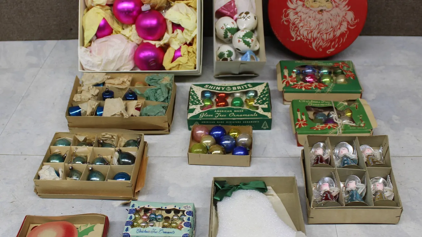 Glass Christmas Ornaments in Boxes