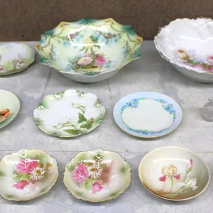 Floral Porcelain Bowls and Crystal Vials