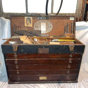 Vintage wooden tool box