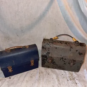 Vintage metal lunchbox cans
