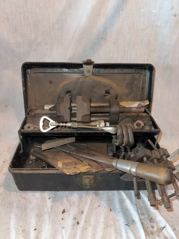Tool box of c clamps and files