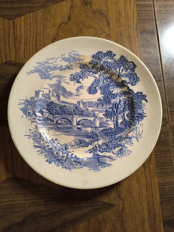Vintage Countryside Blue & White Enoch Wedgwood Tunstall Transferware Plate Lot