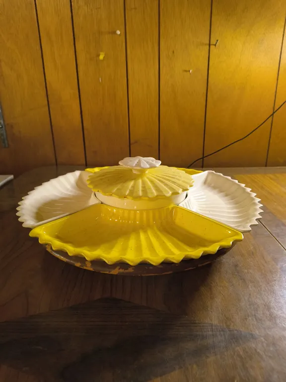 Vintage Mid-Century Segmented Lazy Susan Snack Set California USA 101