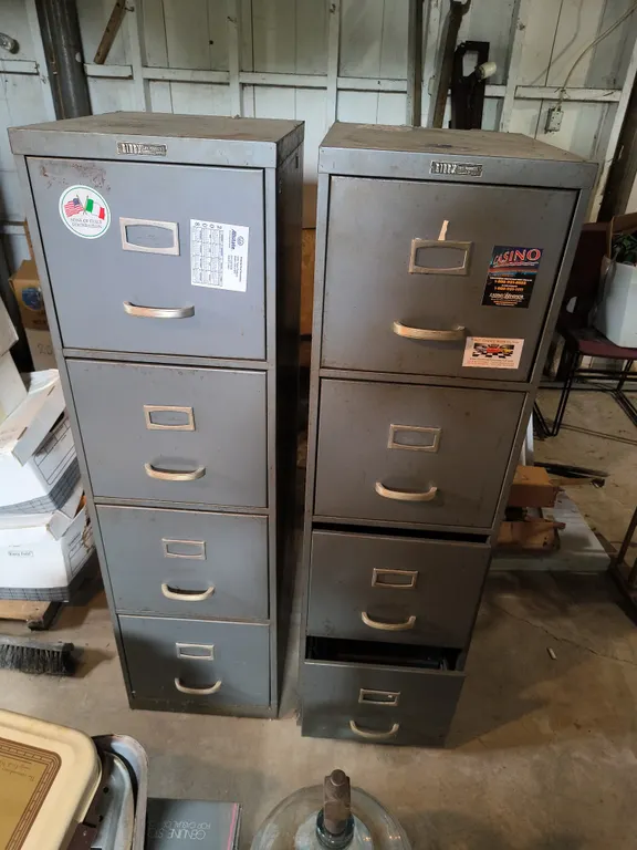 Vintage 4-Drawer Gray Metal Vertical Filing Cabinet x2 Lot
