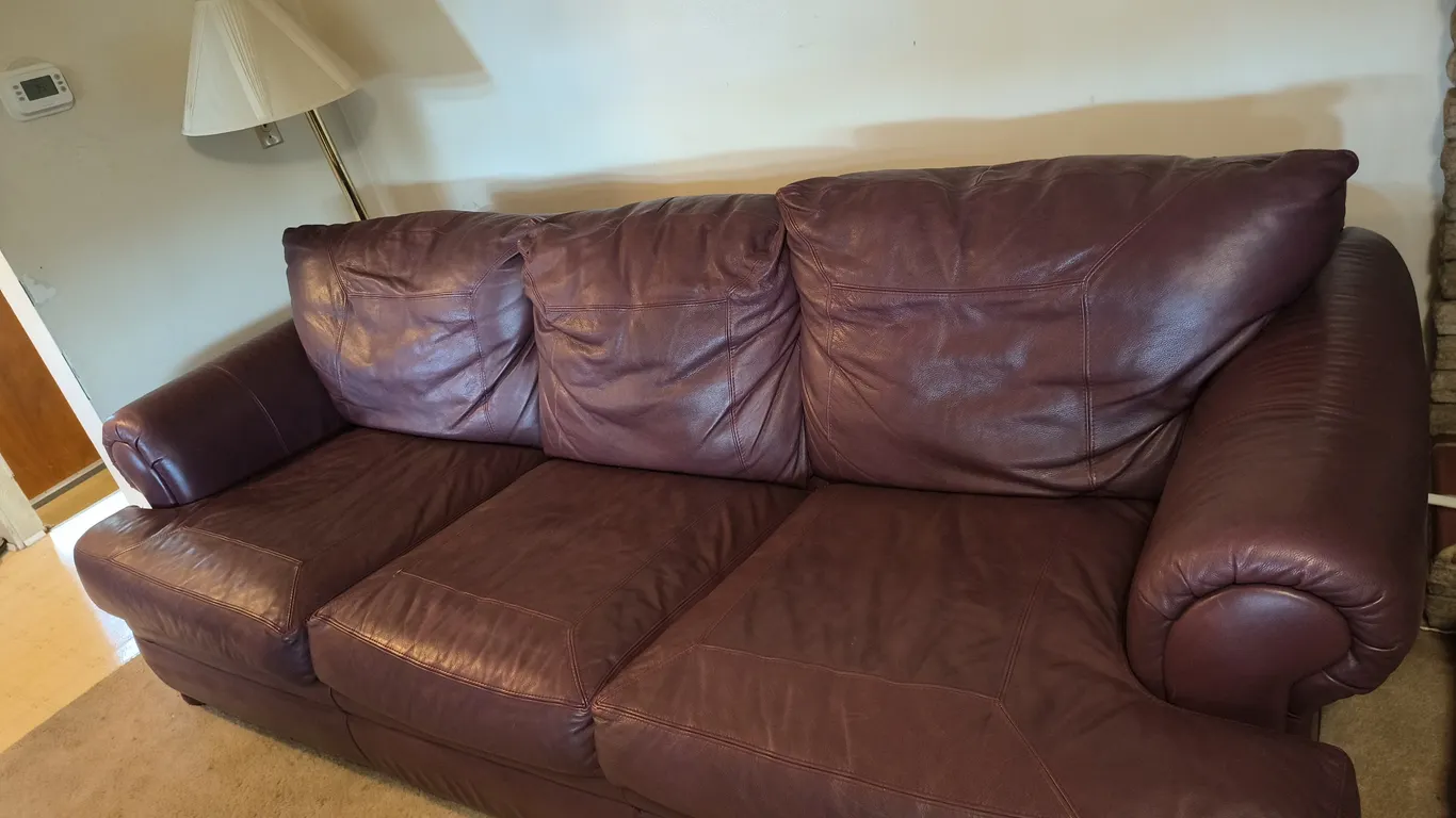 Leather Sofa With Rolled Arms
