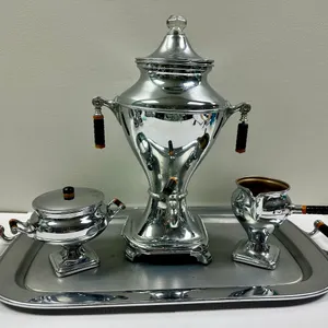 Art Deco Percolator, Cream, Sugar & Tray