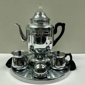 Mid Century Chrome Coffee, Tray & "Mock Turtle"