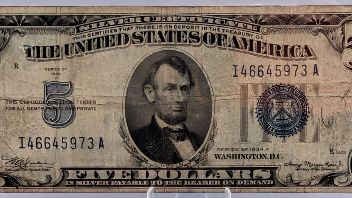 Series of 1934A $5 Silver Certificate - Julian/Morgenthau (Blue Seal, Circulated)
