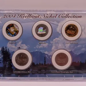 2004 Keelboat Journey Jefferson Nickel 5-Coin Set - Colorized, Hologram & 24K Gold Plated