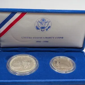 1986-S United States Liberty Coins 2-Coin Proof Set - 90% Silver Dollar & Clad Half Dollar