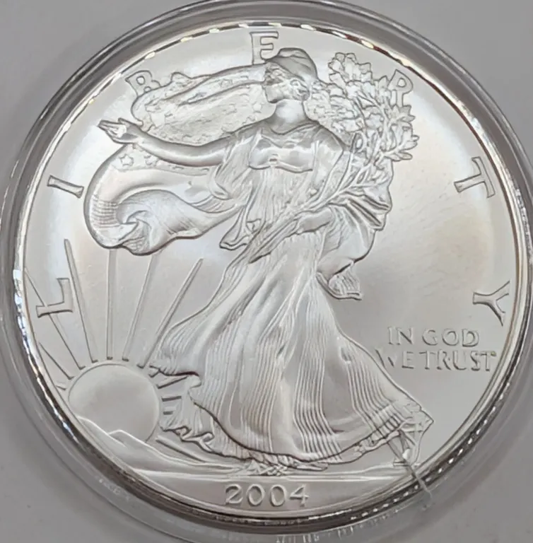 2004 American Silver Eagle $1 Brilliant Uncirculated (1 oz Fine Silver, Protective Capsule)