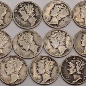 1934-1939 Mercury Silver Dime Estate Lot - 11 Historic 90% Silver Coins (Circulated Group)