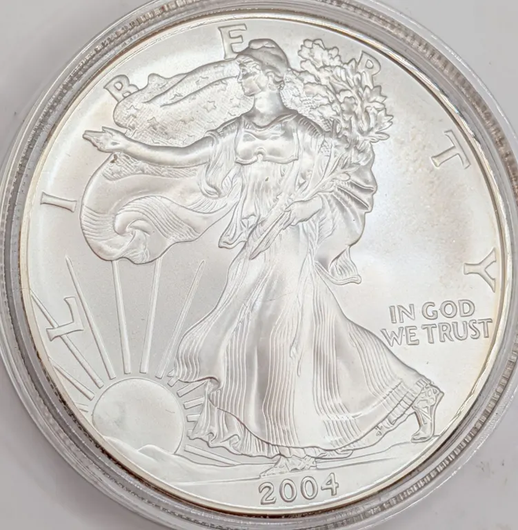 2004 American Silver Eagle $1 Brilliant Uncirculated (1 oz Fine Silver, Protective Capsule)