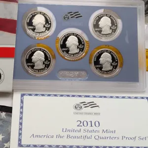 2010-S America the Beautiful Quarters Clad US Mint Proof Set - 5 Coin OGP & COA