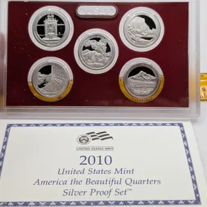 2010-S ATB National Parks 90% Silver US Mint Proof Quarter Set - 5 Coin OGP & COA