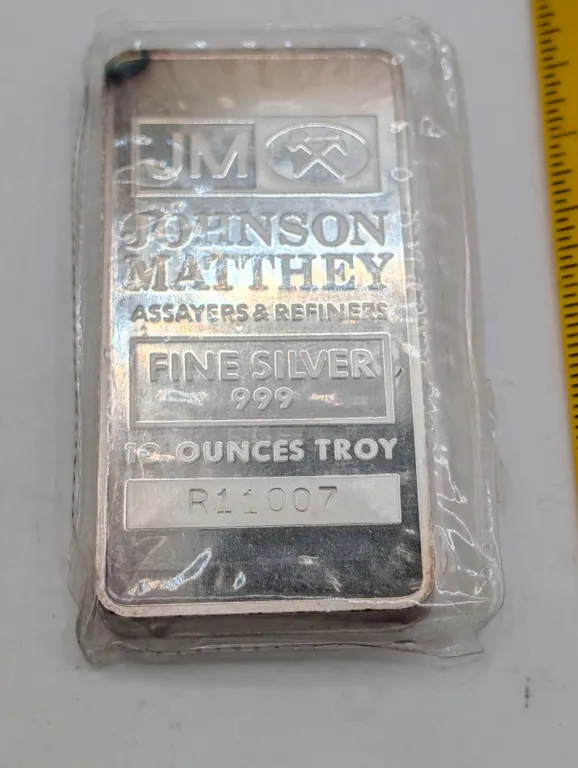 Johnson Matthey 10 oz Vintage Silver Bar .999 Fine (Original Factory Mint Seal, R-Prefix)