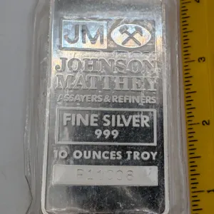 Johnson Matthey 10 oz Vintage Silver Bar .999 Fine (Original Factory Mint Seal, R-Prefix)