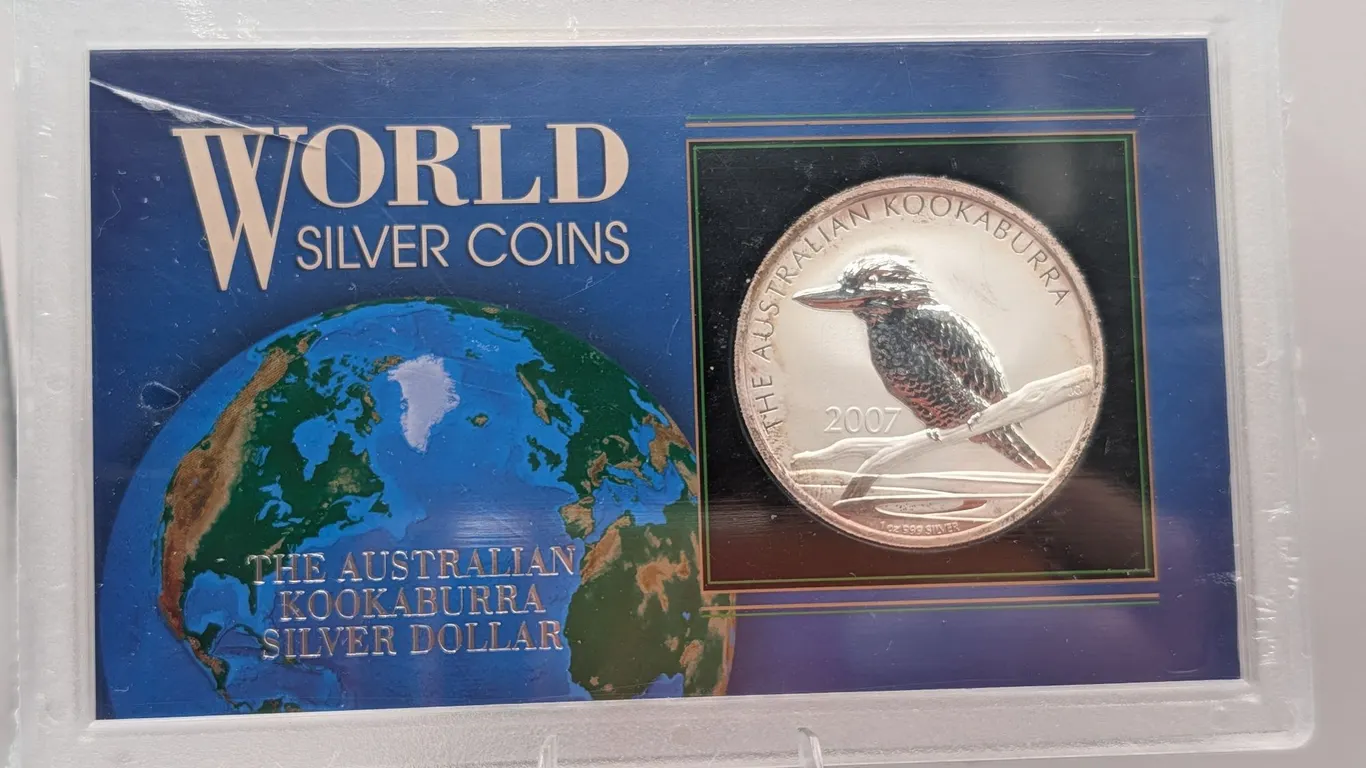 2007 Australia $1 Silver Kookaburra 1 oz .999 Fine (Premium Third-Party World Coin Case, BU)
