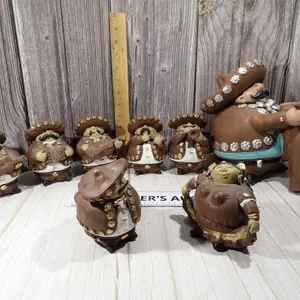 Vintage Mexican Tonala Style Terracotta Mariachi Band Folk Art Figures - 12 Piece Lot