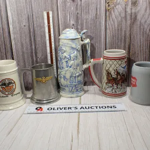 Vintage Brewery Steins, US Naval Academy Mug & Pewter Tankard - 5 Pc Lot