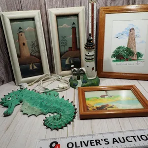 Nautical Lighthouse Framed Art Prints & Ceramic Nightlight - 6 Piece Lot
