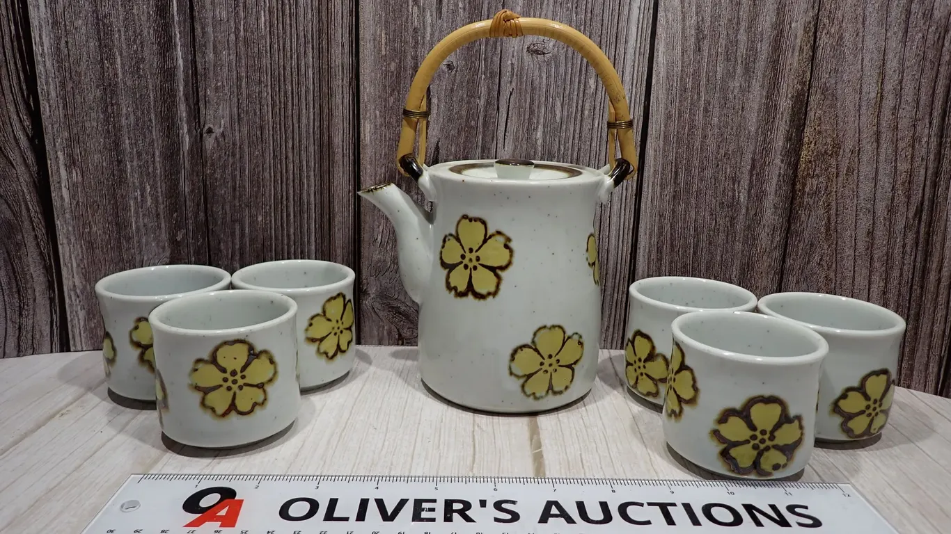 Vintage Otagiri Japan Hand-Painted Cherry Blossom Ceramic Tea Set - 8 Pieces