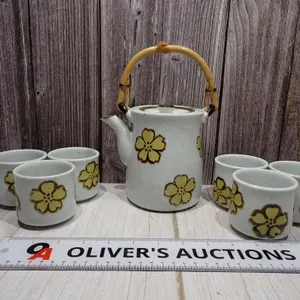 Vintage Otagiri Japan Hand-Painted Cherry Blossom Ceramic Tea Set - 8 Pieces