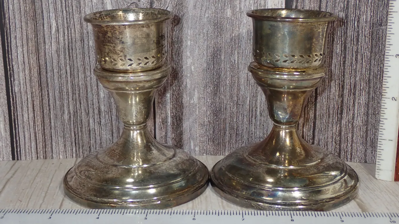 Pair of Hamilton Sterling Weighted Convertible Candlesticks