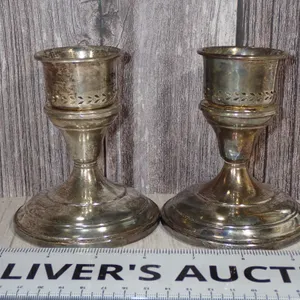 Pair of Hamilton Sterling Weighted Convertible Candlesticks