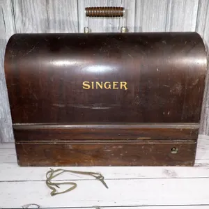 Antique Singer 128 Portable Electric Sewing Machine with Bentwood Case & Manual