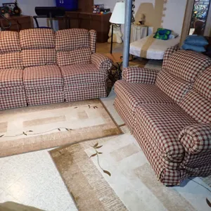 Sofa Express Plaid Dual-Reclining Sofa and Loveseat Living Room Set