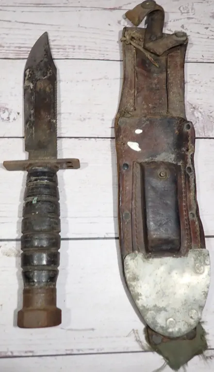 Vintage Camillus NY US Military JPK Jet Pilots Survival Knife & Leather Sheath