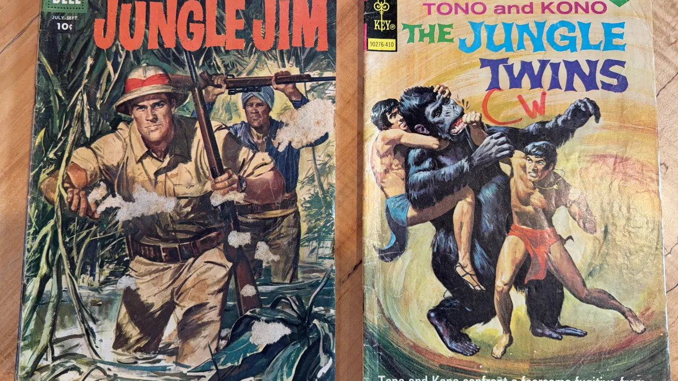 Pair of vintage jungle books. Includes jungle Jim #13 from 1957 and the Jungle twins