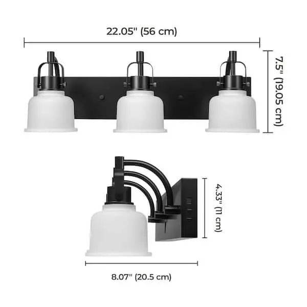 Rockhill 3-Light Matte Black LED Vanity Fixture