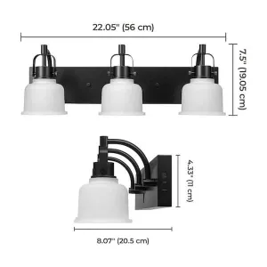 Rockhill 3-Light Matte Black LED Vanity Fixture