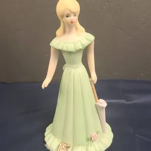 Growing Up Girls 15th Birthday Porcelain Figurine by Enesco, Blonde Girl with Bouquet Accents, DA358