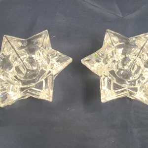Villeroy & Boch Clear Crystal Star-Shaped Candle Holders, Set of 2, Modern Design Glassware Decor