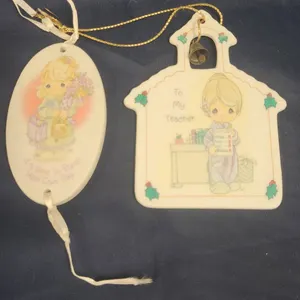 Enesco Precious Moments Ceramic Hanging Plaques: 'To My Teacher' 1992 & 'Bless Your Own Day' 2001