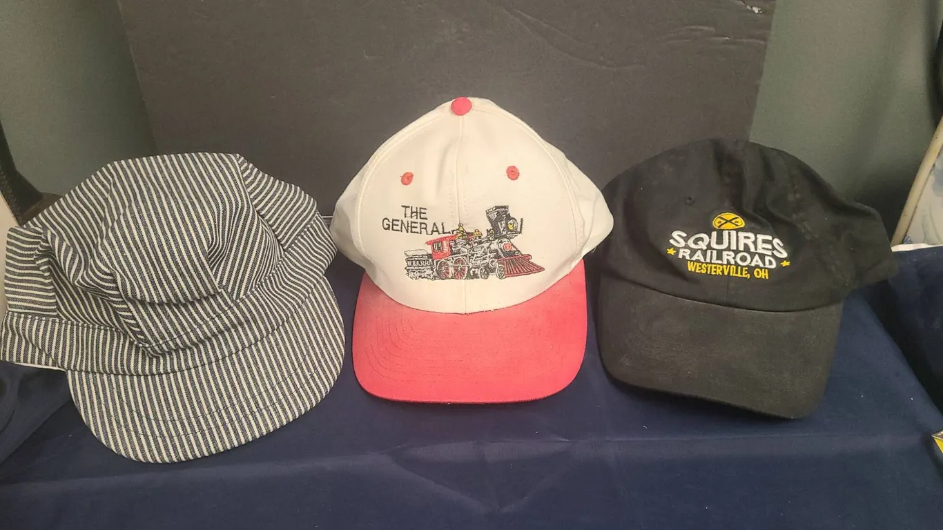 3 Railroad-Themed Hats: Engineer Cap, The General Cap, and Squires Railroad Cap, Cotton Blend