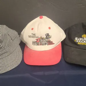 3 Railroad-Themed Hats: Engineer Cap, The General Cap, and Squires Railroad Cap, Cotton Blend