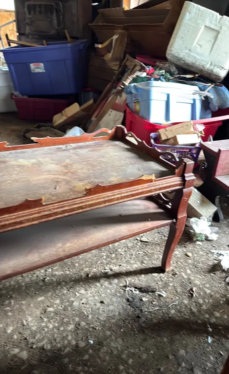 Wooden Serving Tray Table with Decorative Edges
