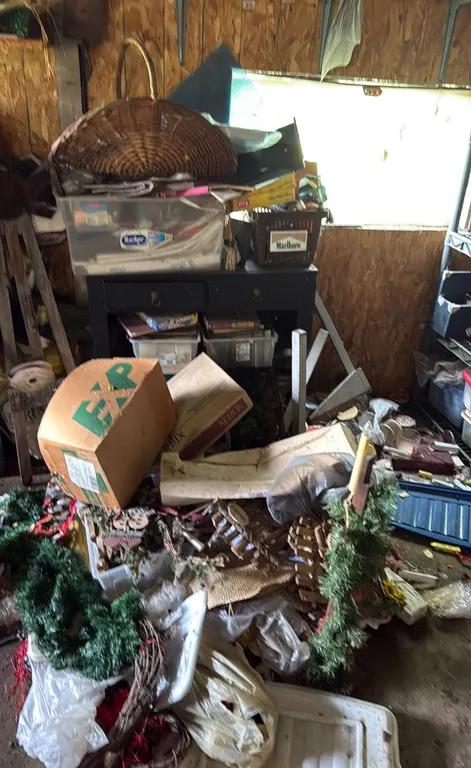Assorted Holiday Decorations and Storage Bins