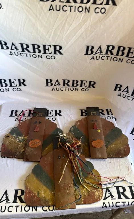 Set of Three Wooden Thanksgiving Turkeys
